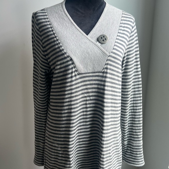 Soft Surroundings Chill Time Striped Grey Sweater Dress Size Medium - Picture 7 of 10